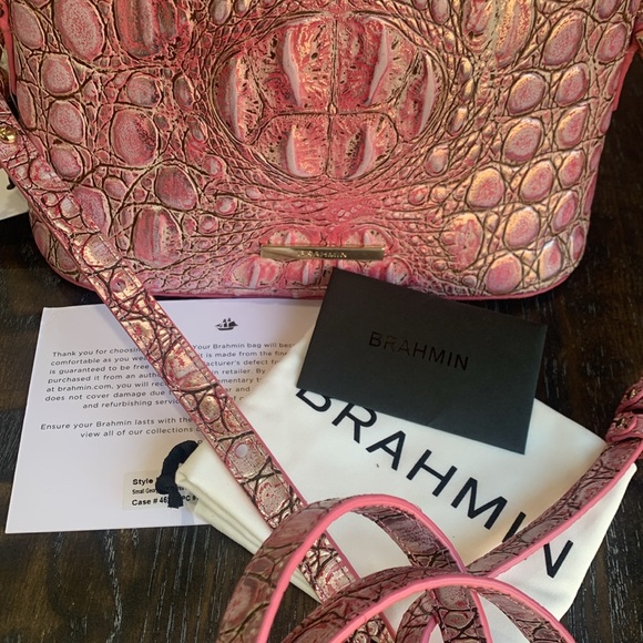 Brahmin Small Georgina Begonia Pink Minx Leather Crossbody NWT - Picture 7 of 8